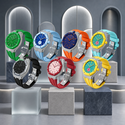 Royal Oak Pop Exklusiv-Stahlgehäuse mit Diamanten (Moissanit) & Silikonarmband