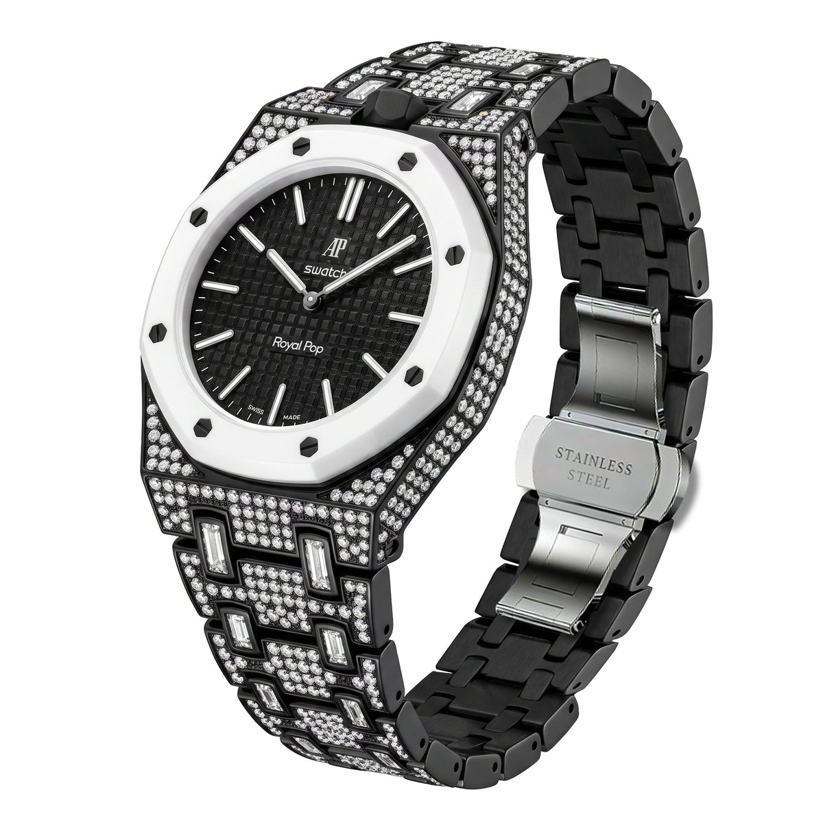 Royal Oak Pop Exclusif Boîtier en Biocéramique & Bracelet en Biocéramique Entièrement Diamanté