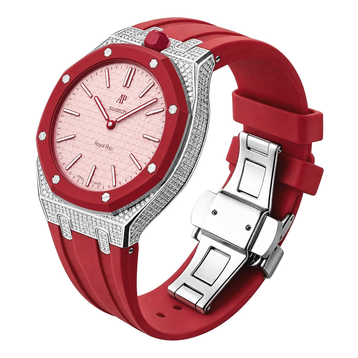 Royal Oak Pop Exklusiv-Stahlgehäuse mit Diamanten (Moissanit) & Silikonarmband