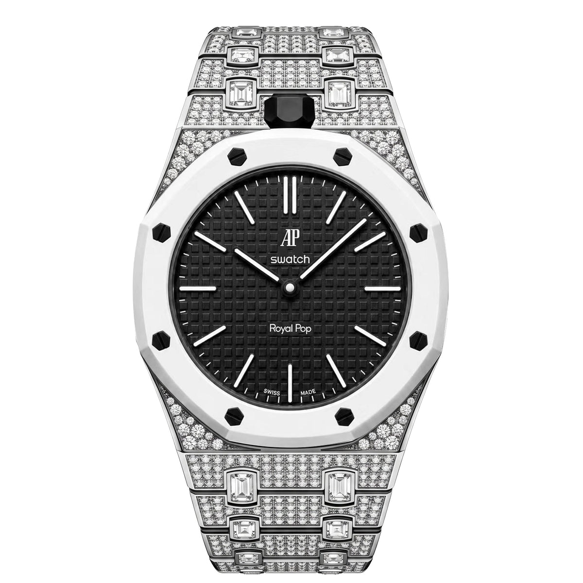 Royal Oak Pop Exclusif Boîtier en Biocéramique & Bracelet en Biocéramique Entièrement Diamanté