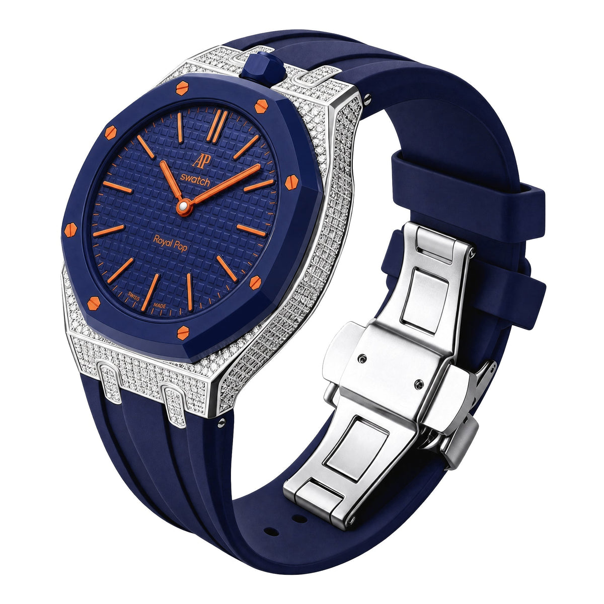 Royal Oak Pop Exklusiv-Stahlgehäuse mit Diamanten (Moissanit) & Silikonarmband