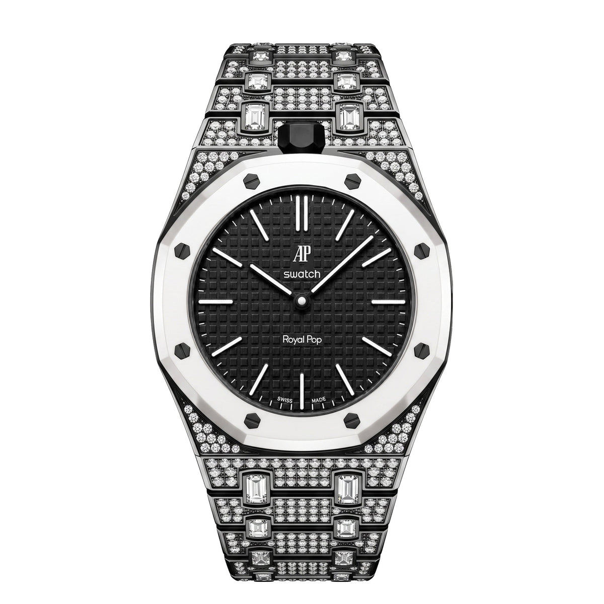 Royal Oak Pop Exclusif Boîtier en Biocéramique & Bracelet en Biocéramique Entièrement Diamanté