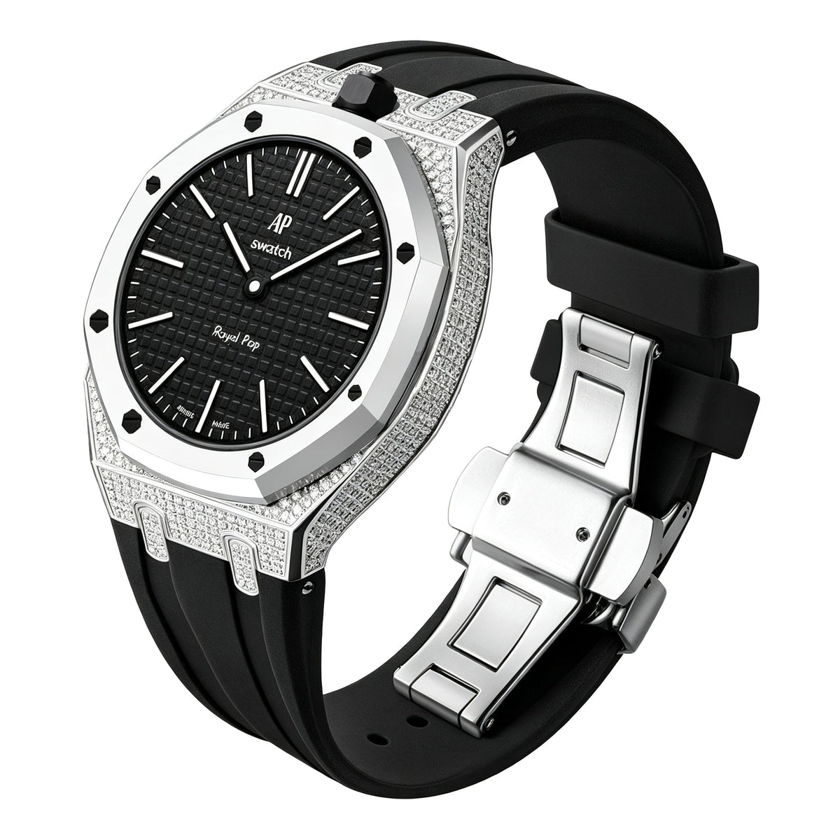 Royal Oak Pop Exklusiv-Stahlgehäuse mit Diamanten (Moissanit) & Silikonarmband