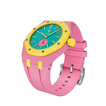 Oak Pop Exklusives rosa und gelbes Silikonarmband
