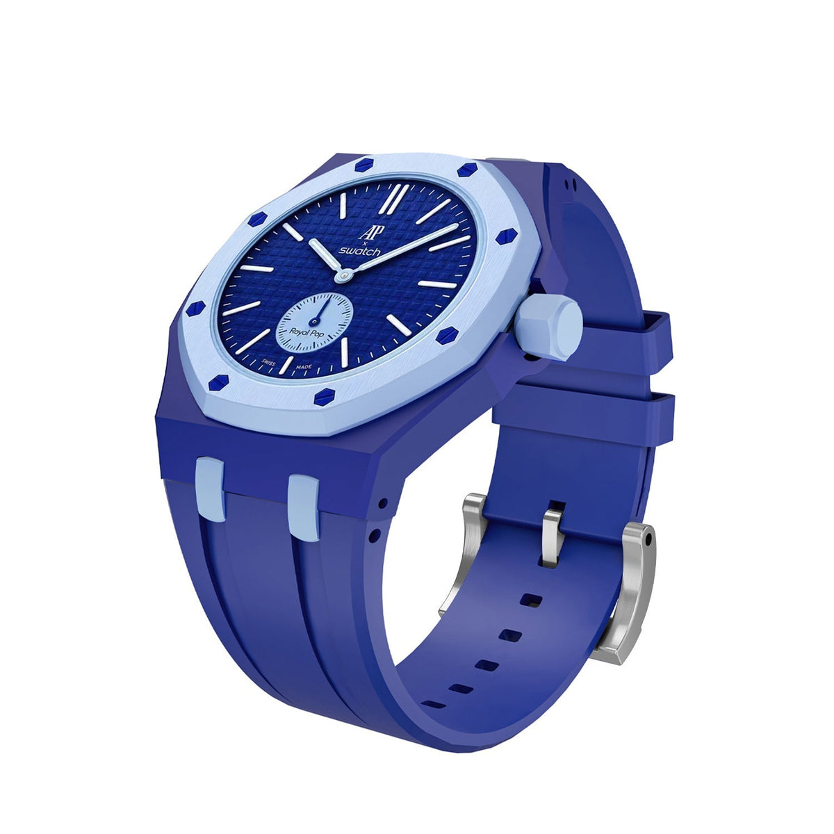 Bracelet en silicone bleu foncé et bleu clair exclusif Oak Pop