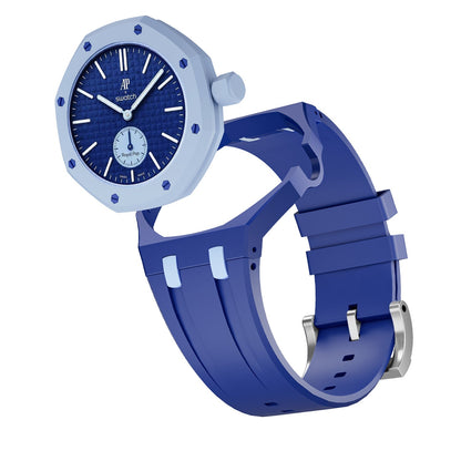 Bracelet en silicone bleu foncé et bleu clair exclusif Oak Pop