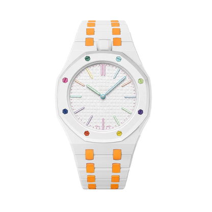 Oak Pop 獨家白橘色生物陶瓷錶帶