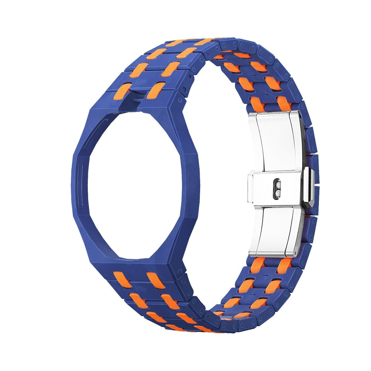 Cinturino in bioceramica Oak Pop Exclusive blu scuro e arancione