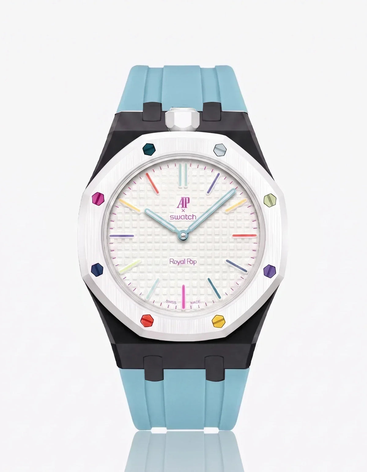 Bracelet et boîtier en silicone Royal Pop Huit Blanc (Couleurs personnalisables)