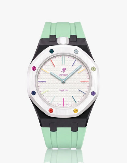 Bracelet et boîtier en silicone Royal Pop Huit Blanc (Couleurs personnalisables)
