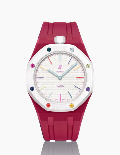 Bracelet et boîtier en silicone Royal Pop Huit Blanc (Couleurs personnalisables)