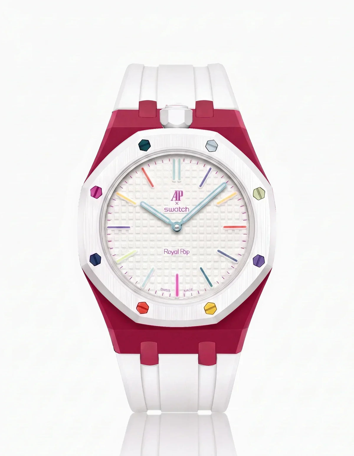 Bracelet et boîtier en silicone Royal Pop Huit Blanc (Couleurs personnalisables)