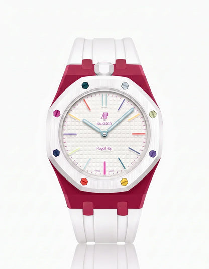 Bracelet et boîtier en silicone Royal Pop Huit Blanc (Couleurs personnalisables)
