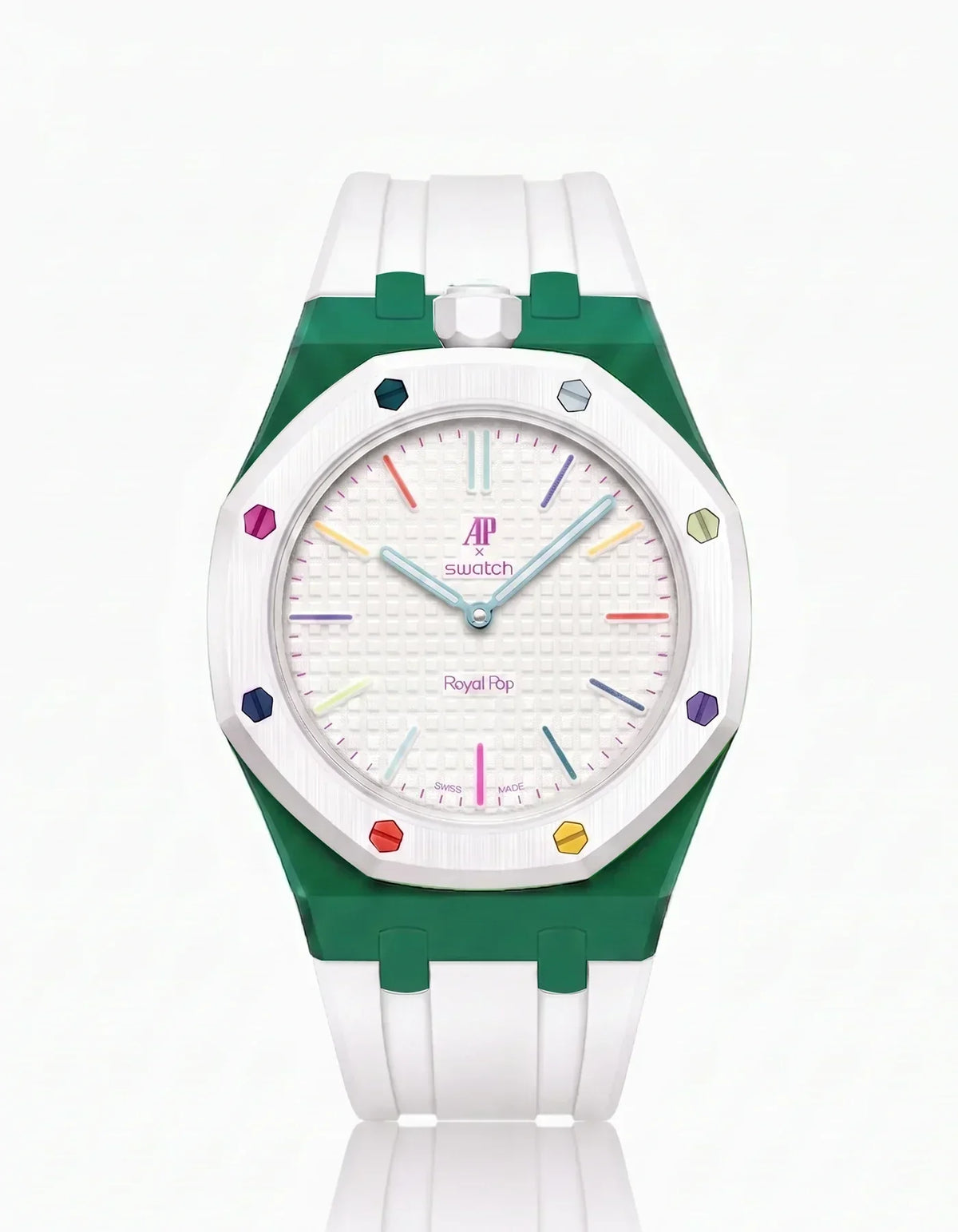 Bracelet et boîtier en silicone Royal Pop Huit Blanc (Couleurs personnalisables)