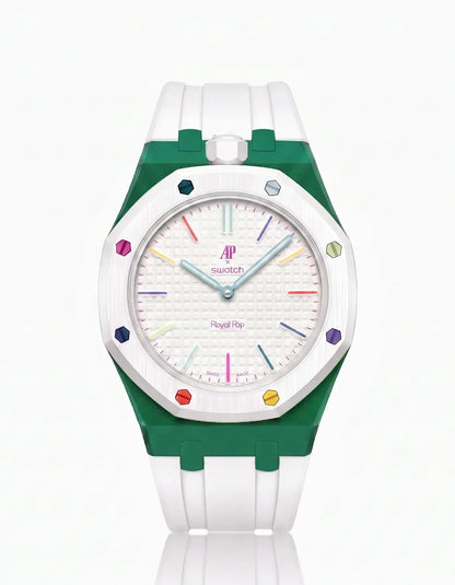 Bracelet et boîtier en silicone Royal Pop Huit Blanc (Couleurs personnalisables)