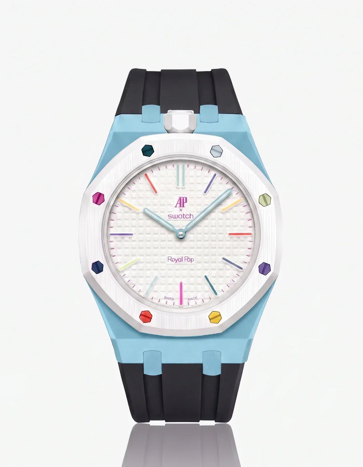 Bracelet et boîtier en silicone Royal Pop Huit Blanc (Couleurs personnalisables)