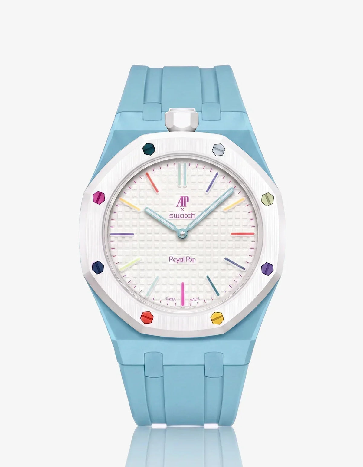 Bracelet et boîtier en silicone Royal Pop Huit Blanc (Couleurs personnalisables)