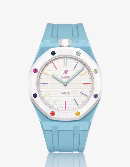 Bracelet et boîtier en silicone Royal Pop Huit Blanc (Couleurs personnalisables)