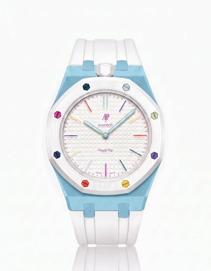 Bracelet et boîtier en silicone Royal Pop Huit Blanc (Couleurs personnalisables)