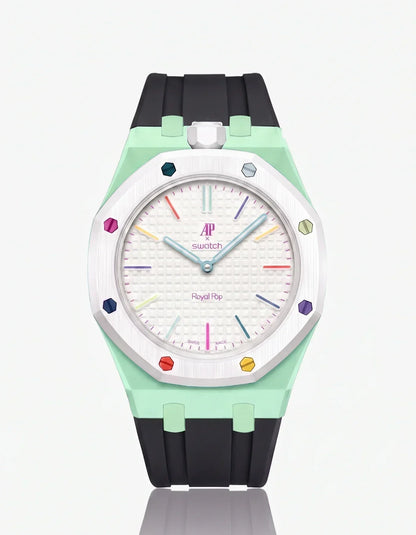 Bracelet et boîtier en silicone Royal Pop Huit Blanc (Couleurs personnalisables)