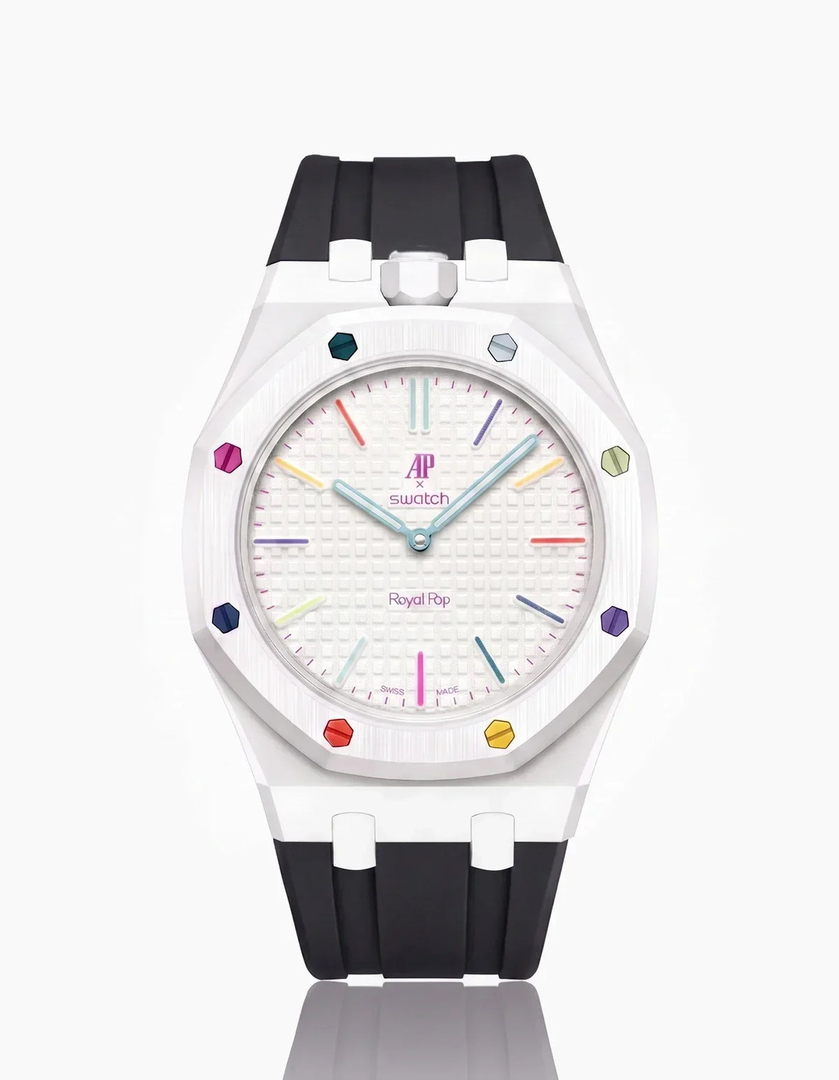 Bracelet et boîtier en silicone Royal Pop Huit Blanc (Couleurs personnalisables)