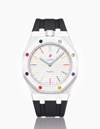 Bracelet et boîtier en silicone Royal Pop Huit Blanc (Couleurs personnalisables)