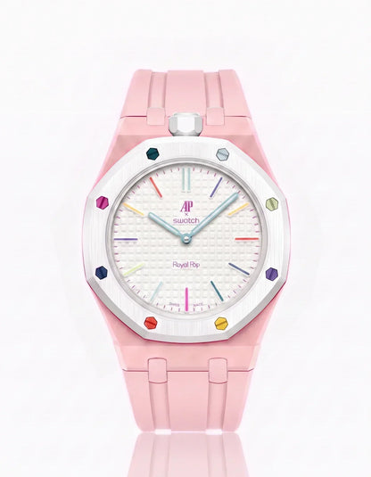 Bracelet et boîtier en silicone Royal Pop Huit Blanc (Couleurs personnalisables)