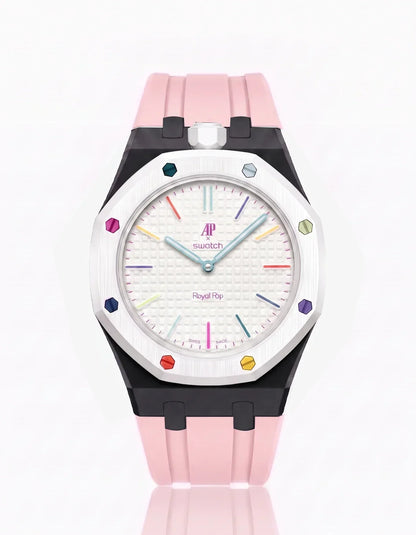 Bracelet et boîtier en silicone Royal Pop Huit Blanc (Couleurs personnalisables)