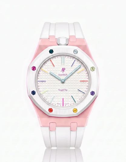 Bracelet et boîtier en silicone Royal Pop Huit Blanc (Couleurs personnalisables)