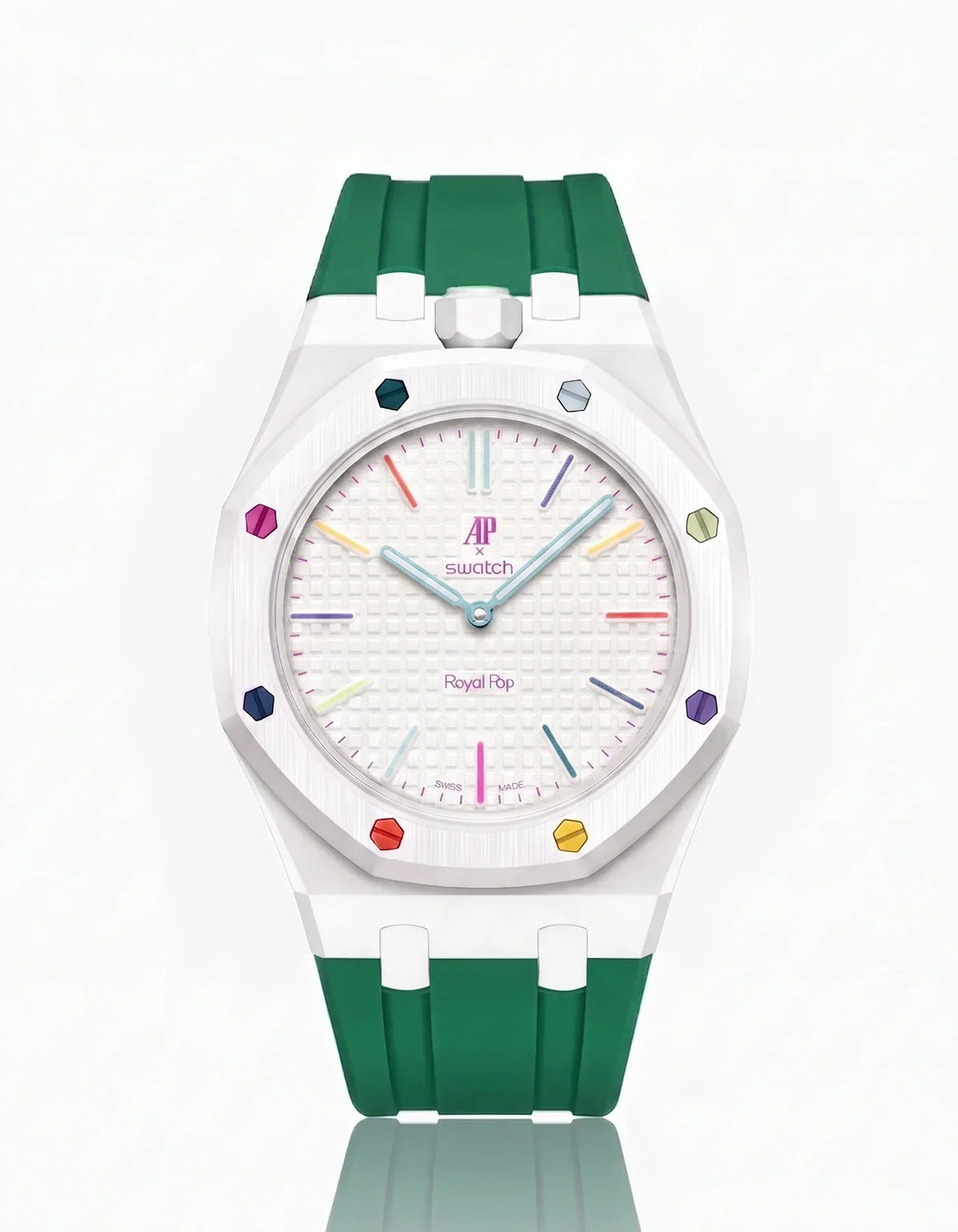 Bracelet et boîtier en silicone Royal Pop Huit Blanc (Couleurs personnalisables)