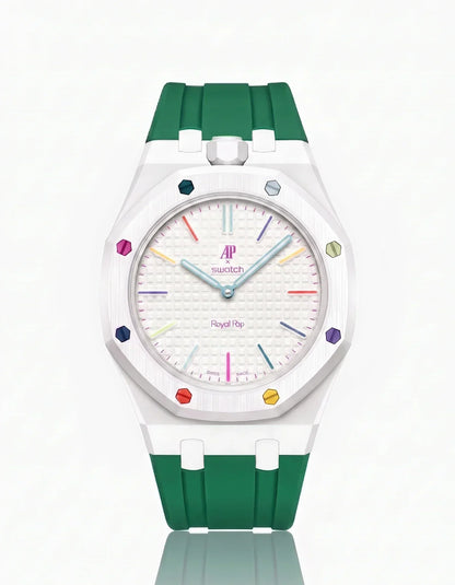 Bracelet et boîtier en silicone Royal Pop Huit Blanc (Couleurs personnalisables)