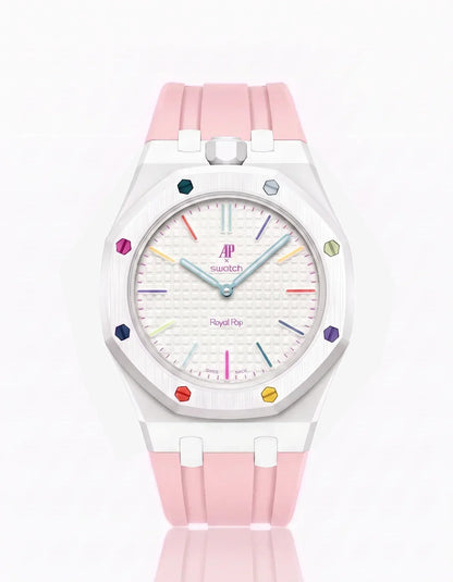 Bracelet et boîtier en silicone Royal Pop Huit Blanc (Couleurs personnalisables)