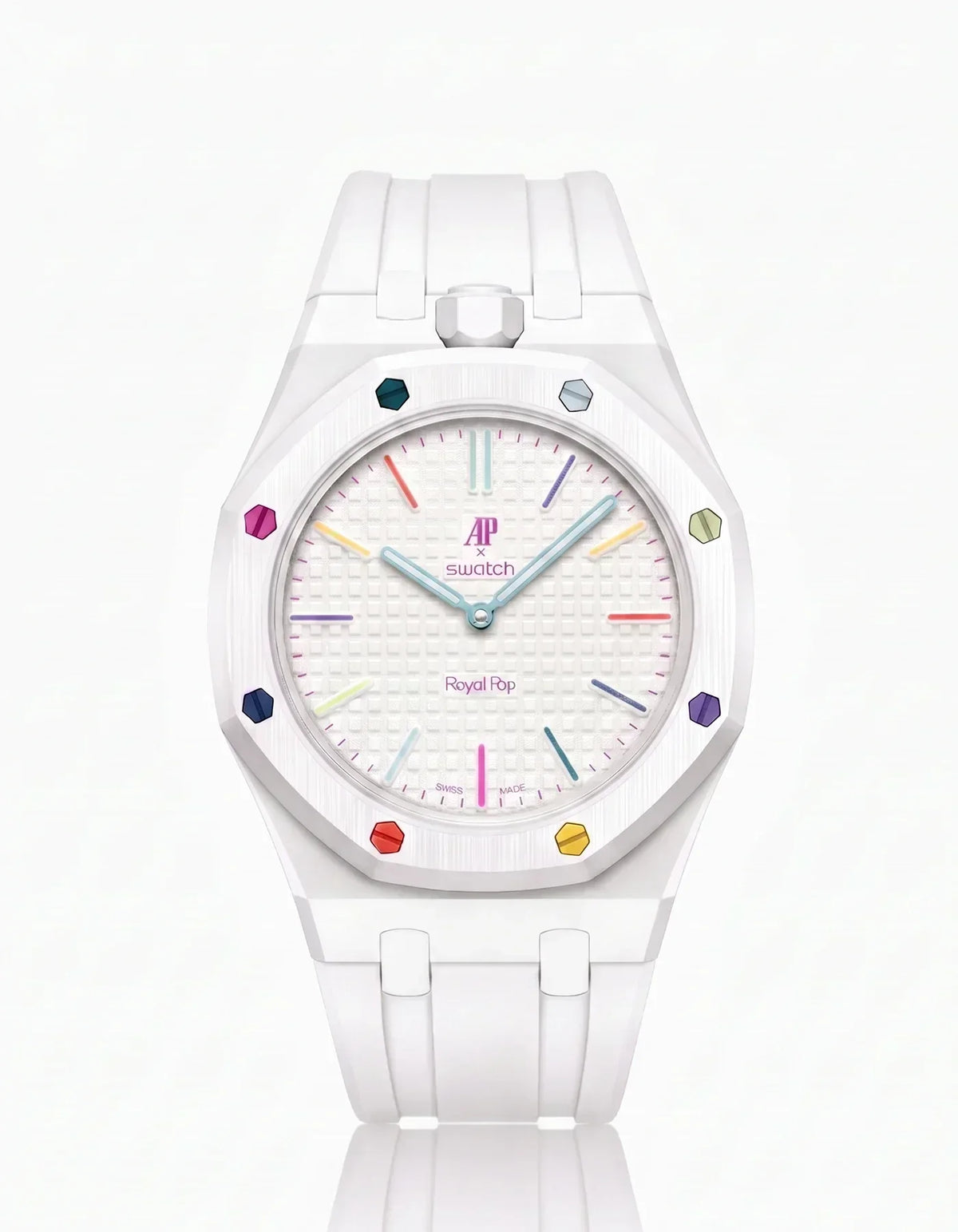 Bracelet et boîtier en silicone Royal Pop Huit Blanc (Couleurs personnalisables)