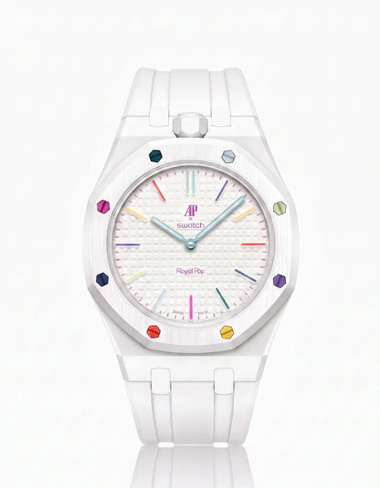 Bracelet et boîtier en silicone Royal Pop Huit Blanc (Couleurs personnalisables)