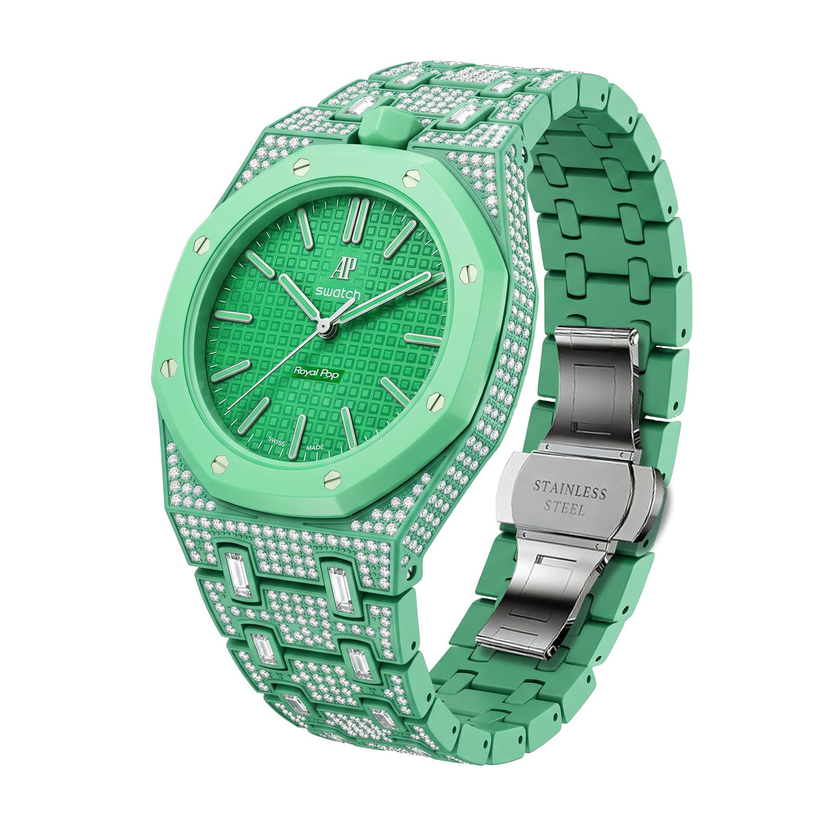 Royal Oak Pop Exclusif Boîtier en Biocéramique & Bracelet en Biocéramique Entièrement Diamanté