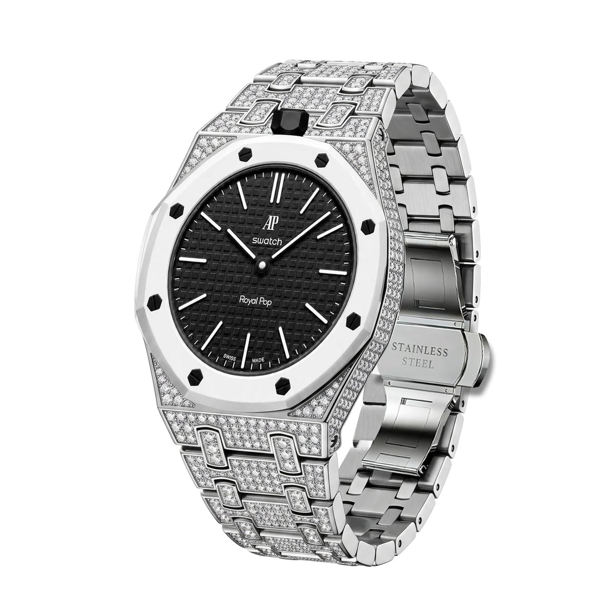Royal Oak Pop Exclusif Boîtier en Biocéramique & Bracelet en Biocéramique Entièrement Diamanté