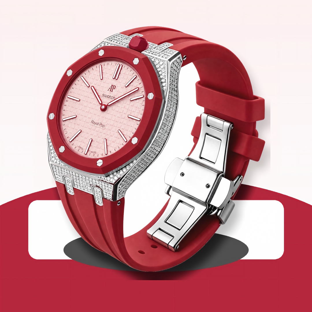 Royal Oak Pop Exklusiv-Stahlgehäuse mit Diamanten (Moissanit) & Silikonarmband