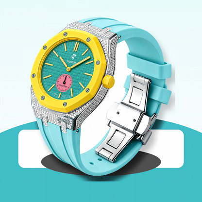 Royal Oak Pop Exklusiv-Stahlgehäuse mit Diamanten (Moissanit) & Silikonarmband