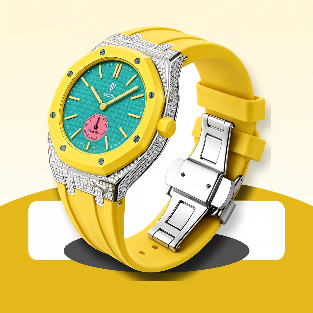 Royal Oak Pop Exklusiv-Stahlgehäuse mit Diamanten (Moissanit) & Silikonarmband
